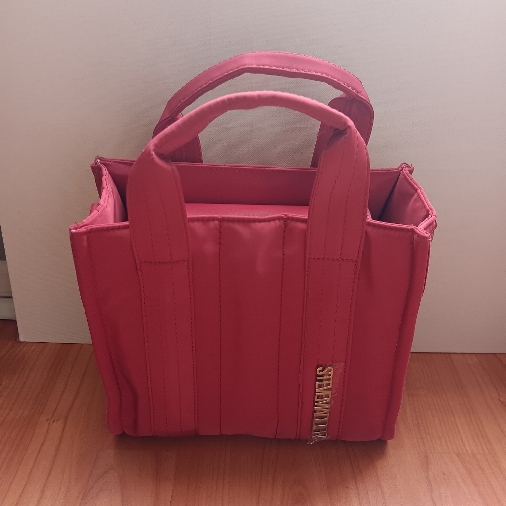 Steve Madden Red Quilted-style Mini Tote Nylon with Dual Handles